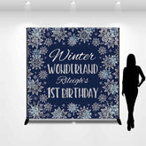 Lofaris Custom Name Blue Snowflake Boy 1st Birthday Backdrop